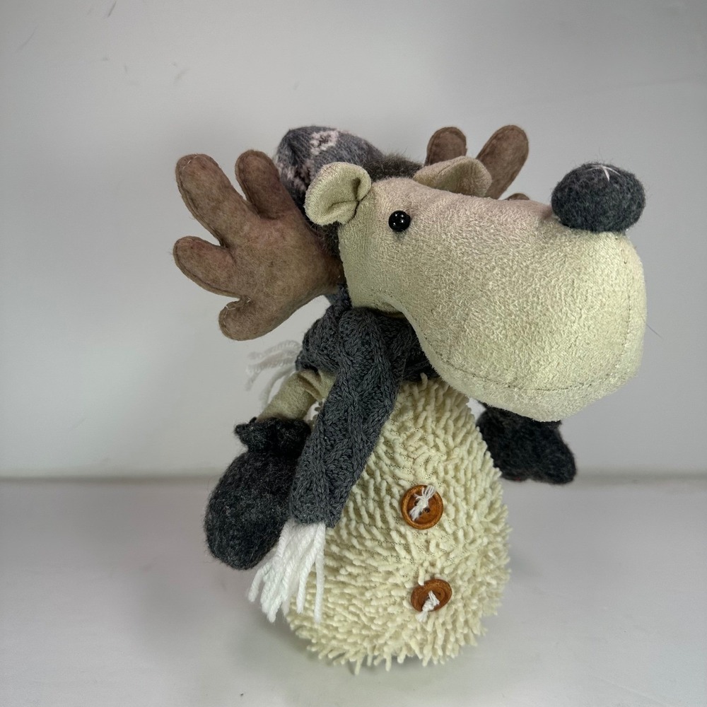 Plush Moose Decorative Figurine Winter Holiday Christmas Decor weighted bottom